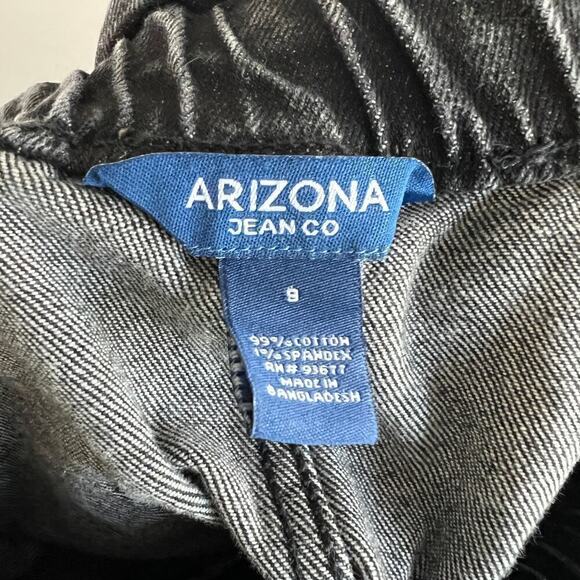 Arizona Jean Co. Denim Skirt Women's 8 Washed Black Paper Bag Waist Mini Vintage - Picture 3 of 3